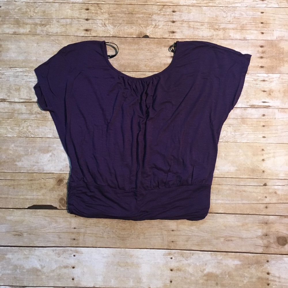 Purple deep v-back top